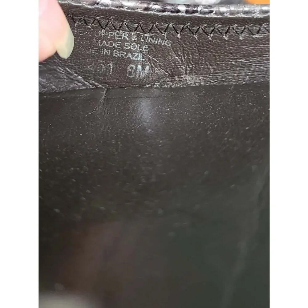 Tory Burch Reva Black Silver Snake Print Leather Ballet Flats size 8M